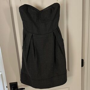 Elegant dark gray (herringbone) Strapless Dress